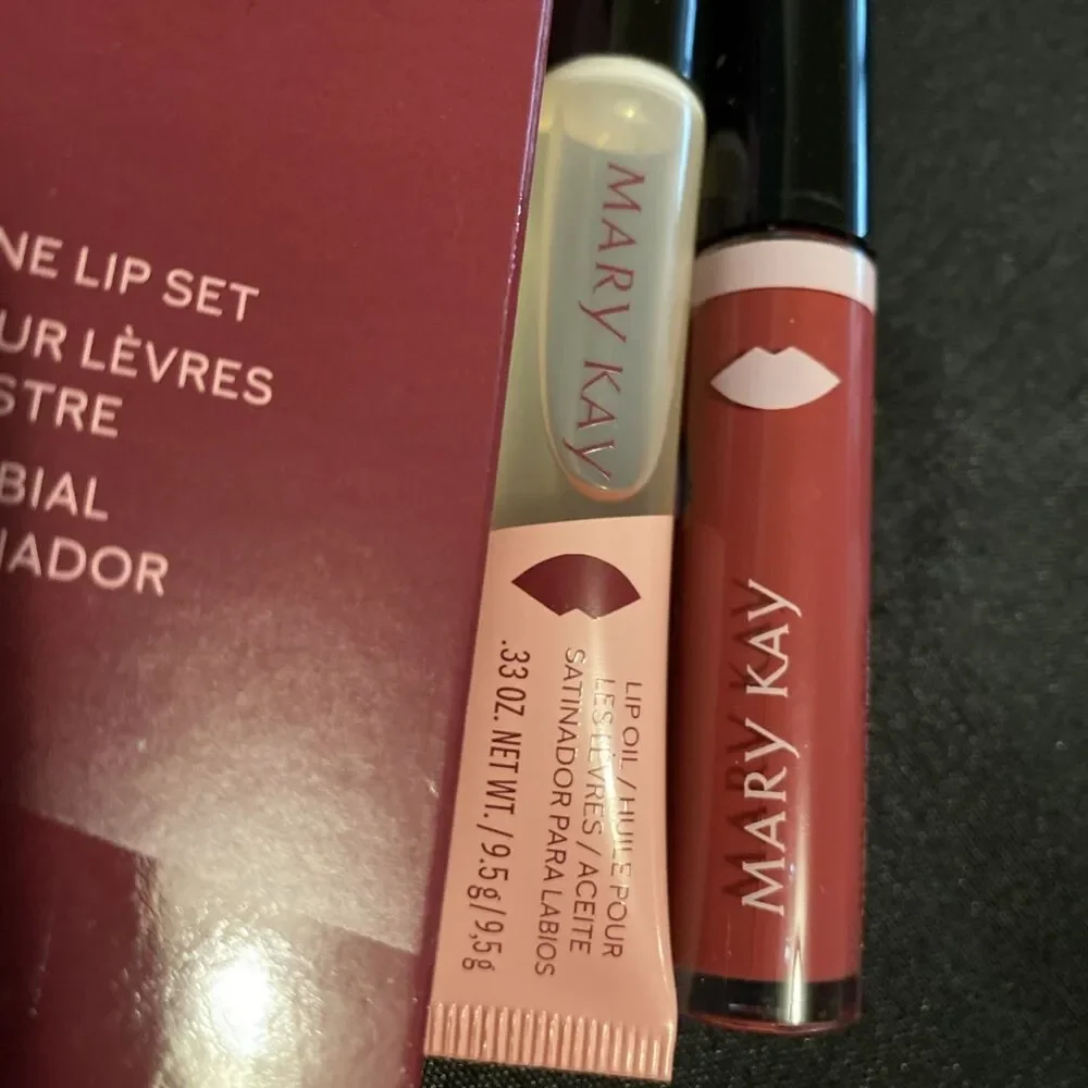Mary Kay Matte Shine Lip Set Rose Pink Liquid Lipstick & Lip Oil New NOS 175886